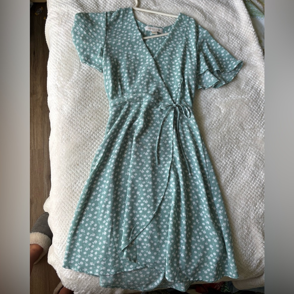 Monteau Teal Floral Dress
